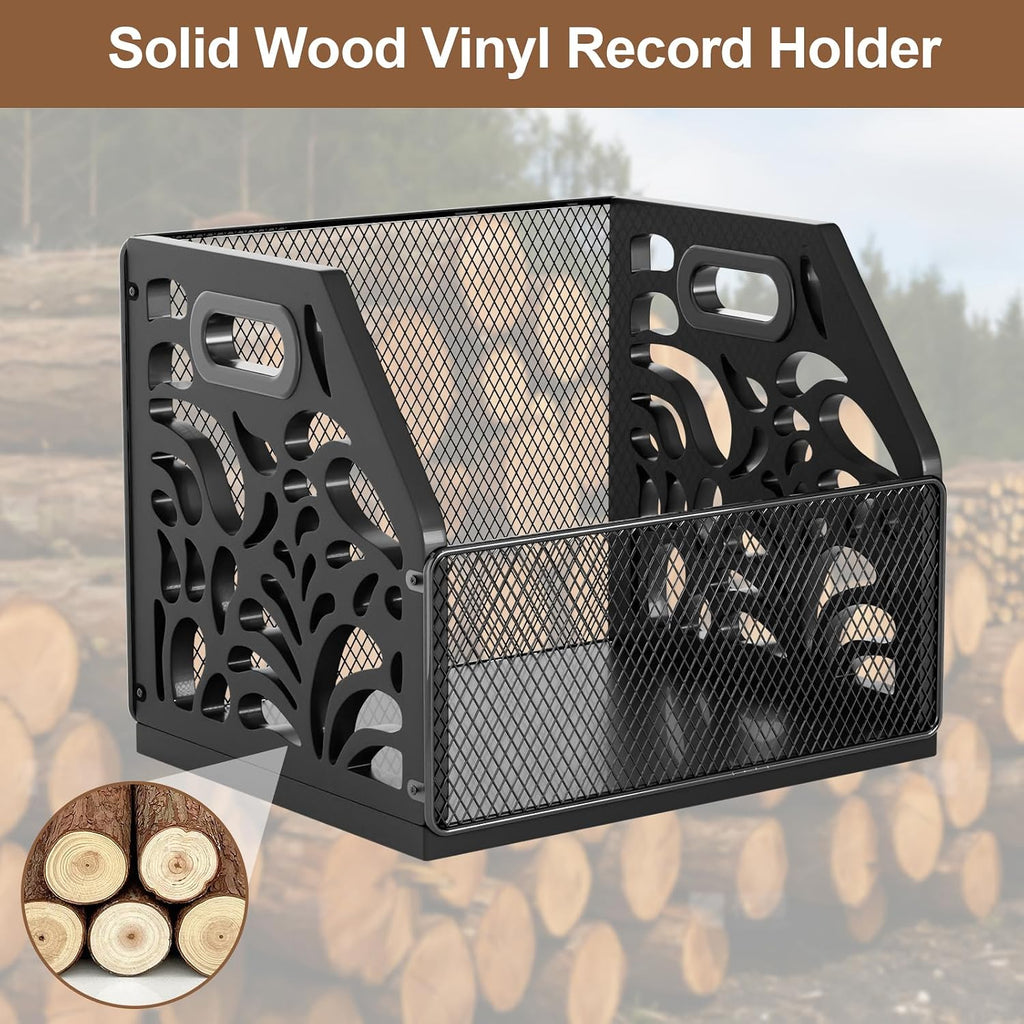 Vinyl Record Holder, Sturdy Wooden Album Storage for Vinyl Records