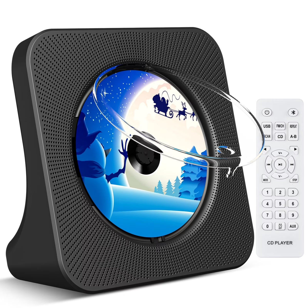 Desktop CD Player Portable with Bluetooth,Dual Stereo Speakers, CD Music Player for Home with Remote Control