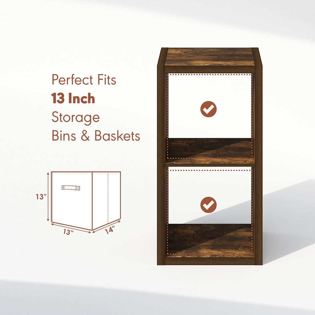 Cubicle Record Player Stand, 2-Cube Record Storage, Amber Pine
