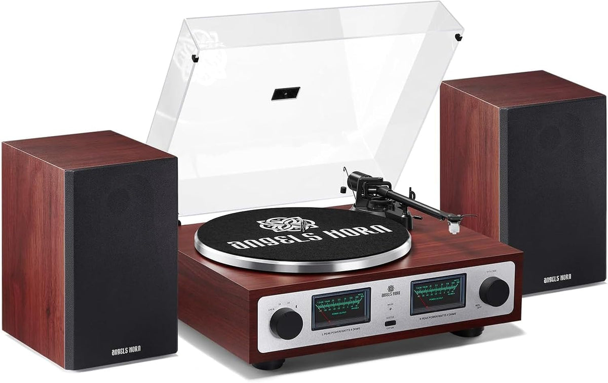 Vinyl Record Player with Speakers, Bluetooth Hi-Fi Turntable
